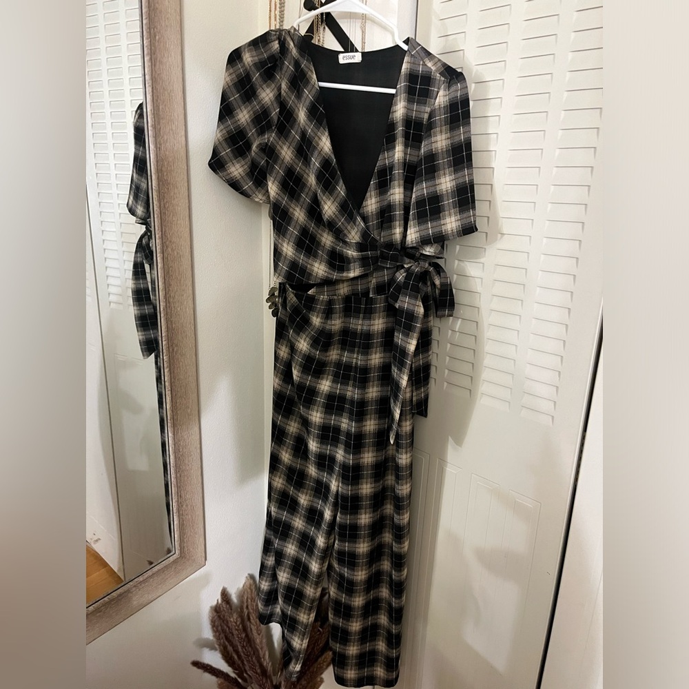 Plaid Cropped Jumpsuit